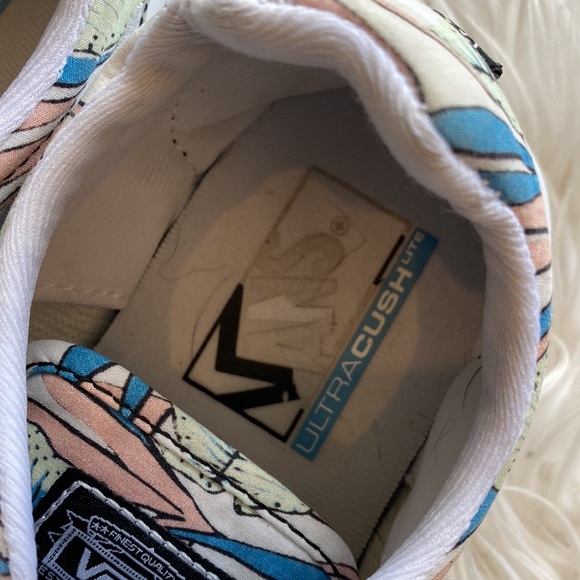 Vans Tropical Leaves Ultra Crush Plimsolls Old School True White Size 9 - Picture 7 of 9